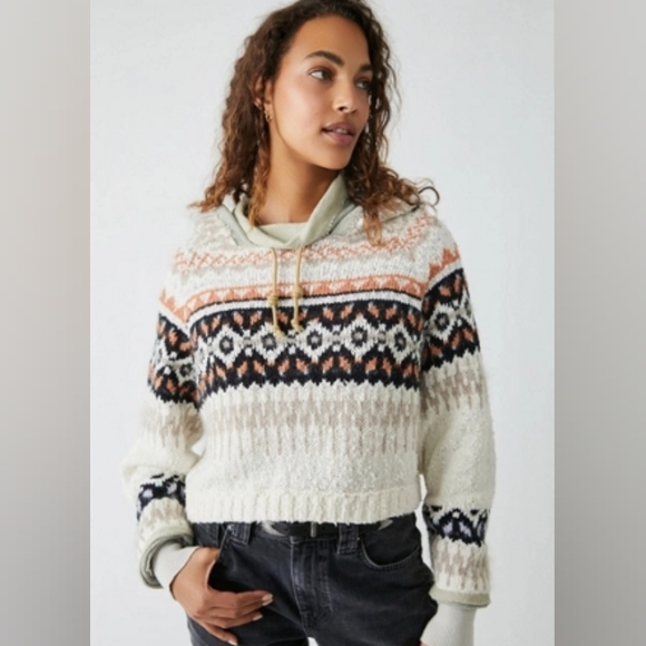 Free Peopke Inverness Knit Hoodie Medium - Picture 1 of 4